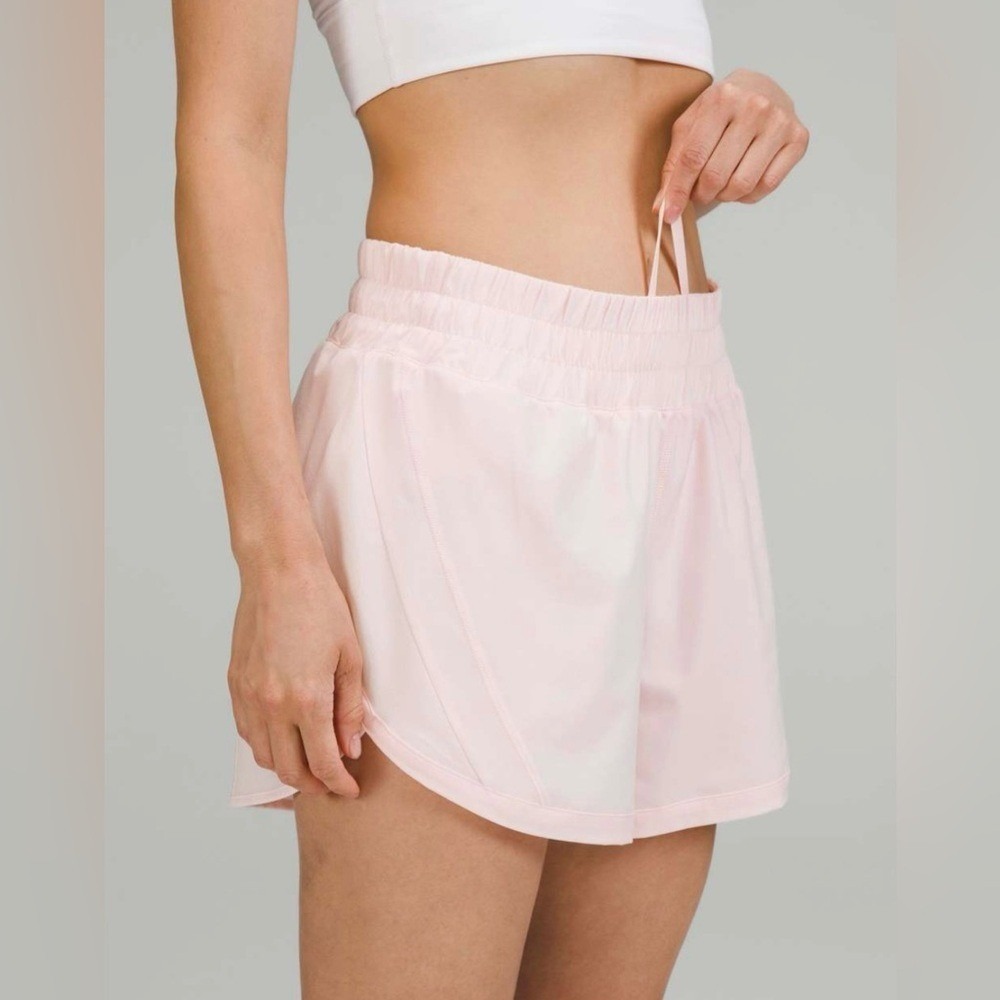 Lululemon Track That Mid-Rise Lined Short 5" Strawberry Milkshake 4 Running Gym